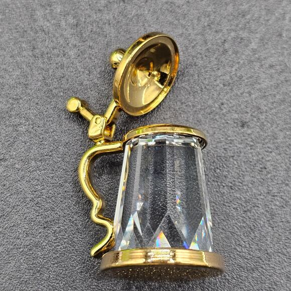 Swarovski Crystal Memories Beer Mug Figurine - Vintage Gold-Plated Miniature - Picture 2 of 4